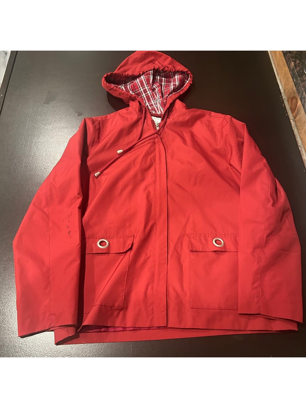 Vintage y2k Casual Corner Annex Red Hooded Jacket with Plaid Lining